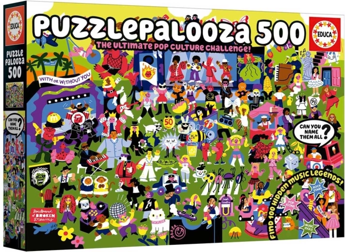 Educa Puzzle Puzzlepalooza 500 elementów – muzyczne wyzwanie z wyszukiwaniem