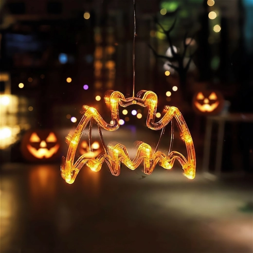 Świecąca halloweenowa dekoracja nietoperz z przyssawką i 12 diodami LED