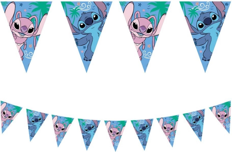 Papierowy baner z chorągiewkami STITCH & ANGEL Disney