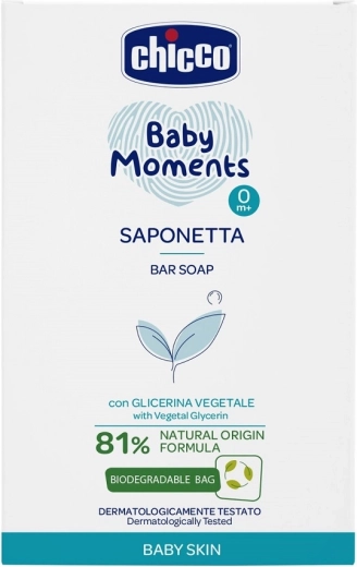 Chicco Baby Moments twarde mydło do rąk z roślinną gliceryną 100 g