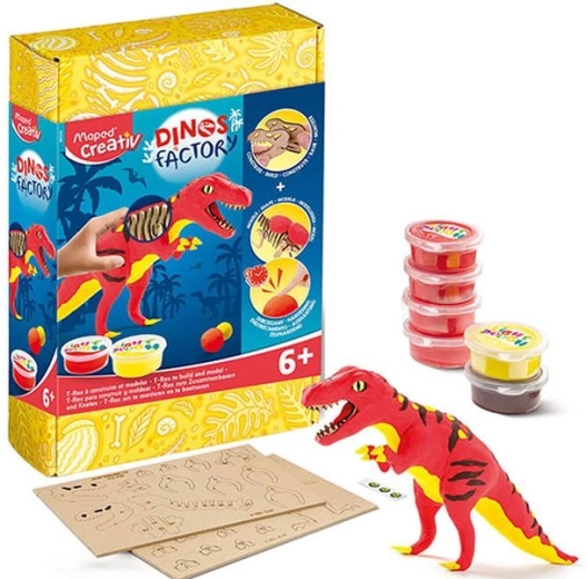 Kreatywna fabryka dinozaurów – drewniane puzzle 3D i plastelina: tyranozaur rex