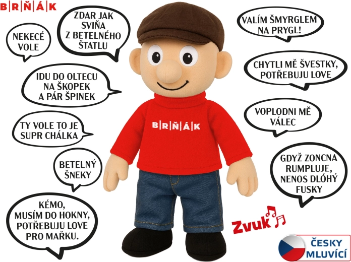 Panáček Brňák – mówiąca pluszowa zabawka 32 cm na baterie