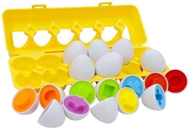 Jajka do sortowania – zestaw kształtów i kolorów