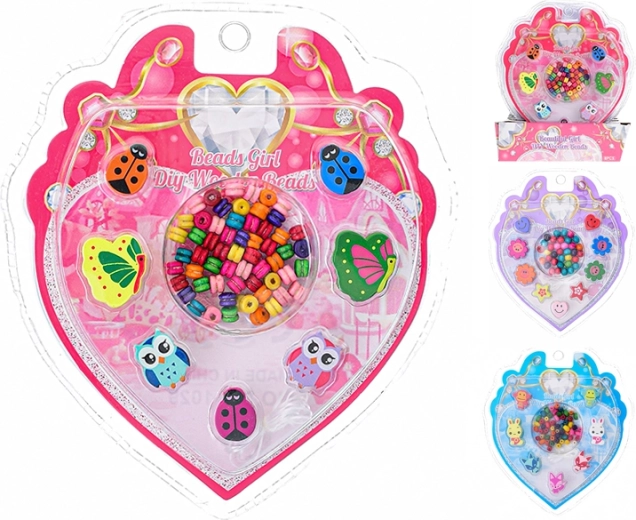 Drewniane koraliki do nawlekania dla dzieci – biedronki, kwiatuszki i zwierzątka (8 szt.)