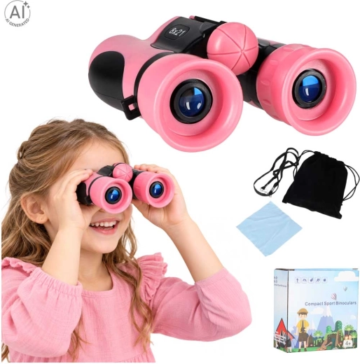 Dziecięca lornetka 8x21 z etui różowa