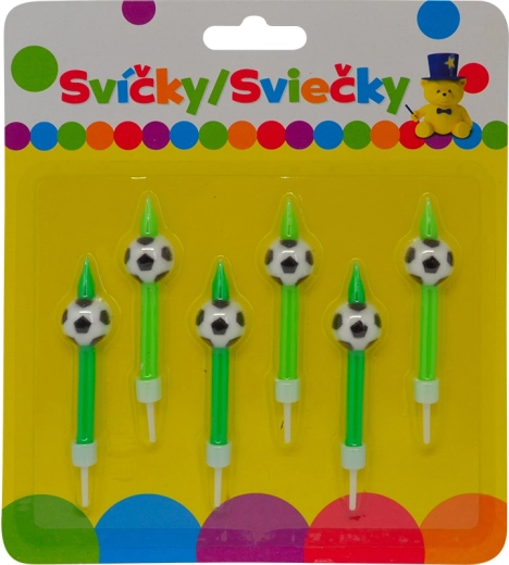 Urodzinowe świeczki z piłką nożną i uchwytem, 6 szt.