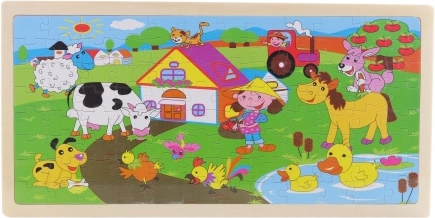 Drewniane puzzle farma 96 elementów