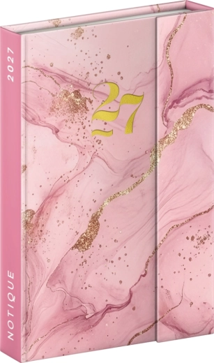 Notique magnetyczny terminarz tygodniowy Pink Marble 2027, 11 × 16 cm