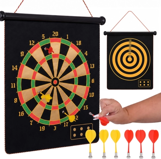 Dwustronna magnetyczna tarcza do rzutek z 6 magnetycznymi lotkami