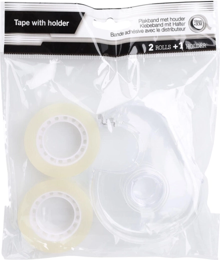 Taśma klejąca 18 mm × 30 m z dyspenserem, transparentna, zestaw 2 szt.