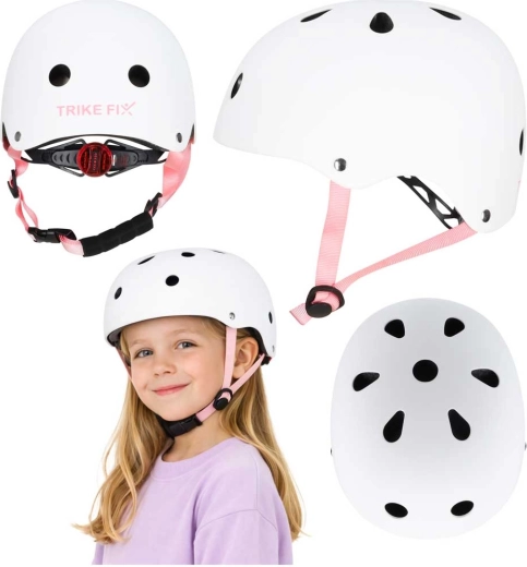 Dziecięcy kask rowerowy z LED TRIKE FIX S 48–54 cm biały