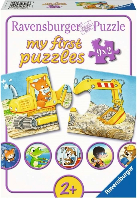 RAVENSBURGER Moje pierwsze puzzle Zwierzęta na budowie 9x2 elementów