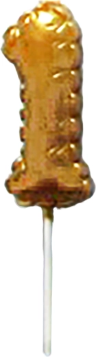 Złota świeczka tortowa cyfra 1 na patyczku 6 cm