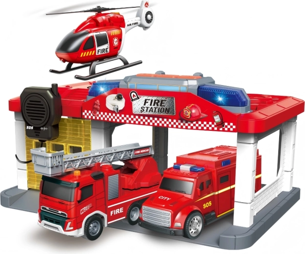 Strażacka stacja z helikopterem, światłem i dźwiękiem