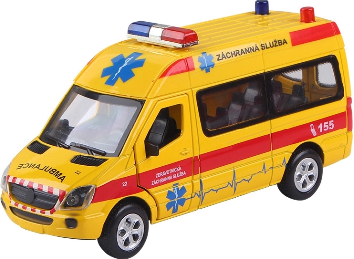 Auto ratownicze 1:36 ze światłami i dźwiękami, pull-back