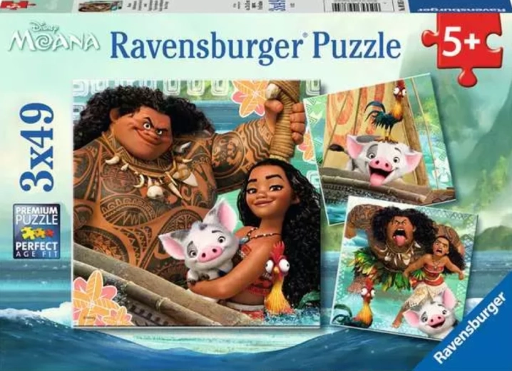 Puzzle Ravensburger Vaiana: Skarb Oceanu – Urodzona do podróży 3×49 elementów