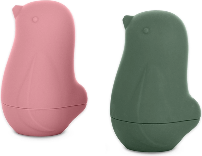 Petite&Mars silikonowe zabawki do wody Love birds ochre green 6m+