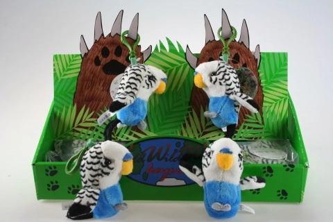 Pluszowa papużka falista biała – brelok