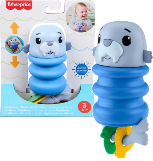 Sensoryczna grzechotka dla niemowląt z foczką i silikonową sprężynką FISHER-PRICE