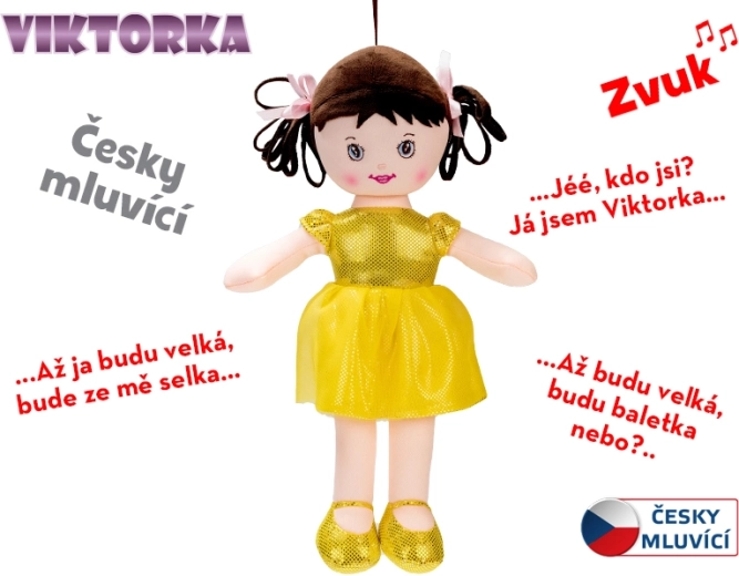 Mówiąca i śpiewająca pluszowa lalka Wiktorka 32 cm