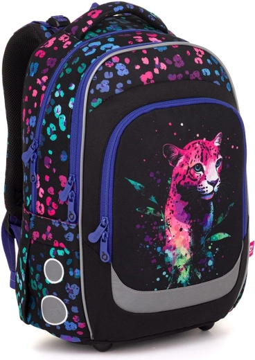 Topgal plecak szkolny LORI z neonowym leopardem