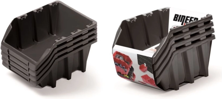 Zestaw pudełek do przechowywania Bineer Long, 4 szt., czarny