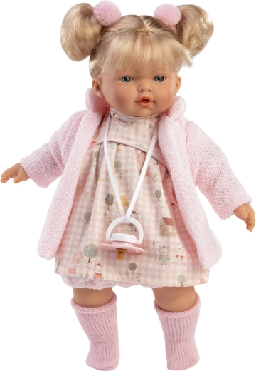 Llorens Roberta – realistyczna lalka z dźwiękami i miękkim materiałowym ciałkiem 33 cm