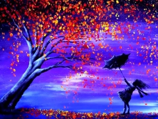 Diamentowe malowanie Magiczne drzewo z dziewczynką 30 × 40 cm