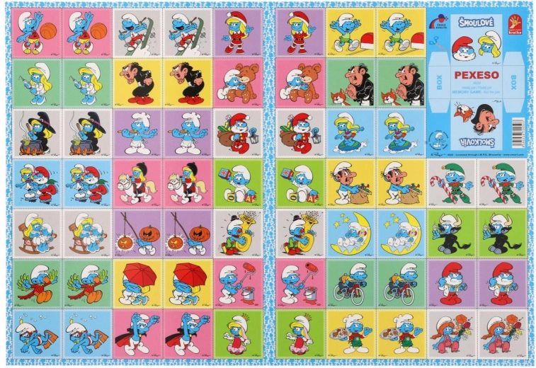 Pamięciówka Smerfy – papierowa gra towarzyska, 32 pary obrazków