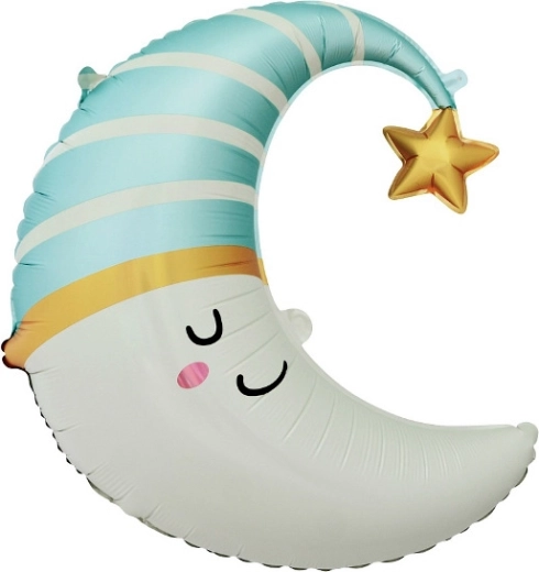 Balon foliowy Księżyc z niebieską czapeczką 56 × 68 cm