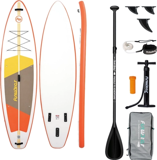 FunWater dmuchana deska paddleboard all‑round 335 × 84 × 15 cm, pomarańczowo‑biała