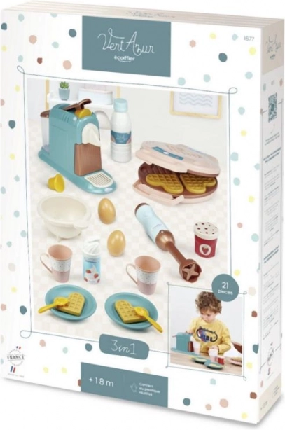 Zestaw śniadaniowy 3 w 1 – ekspres do kawy, gofrownica i blender ręczny dla dzieci