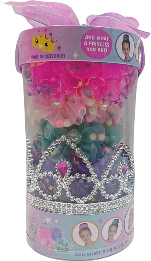 Zestaw kolorowych gumek do włosów z koroną dla dzieci