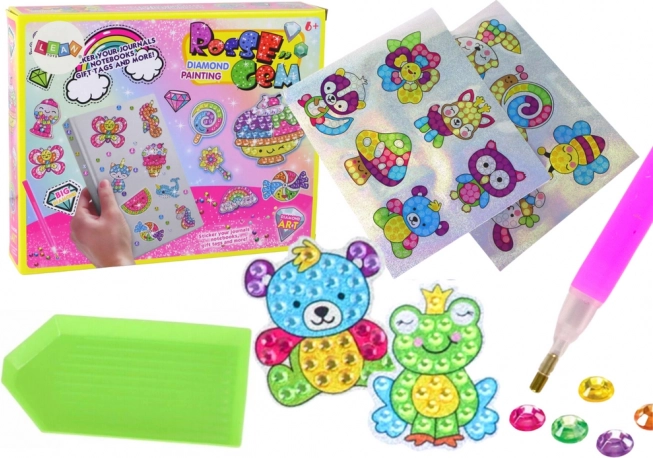Zestaw do malowania diamentowego – kolorowe naklejki ze zwierzątkami