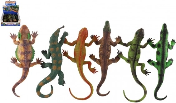 Zestaw gumowych jaszczurek z przyssawką w pudełku