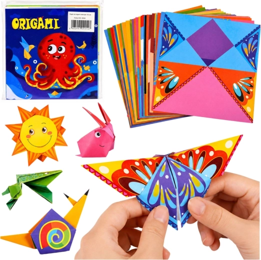 Dziecięcy zestaw origami z kolorowymi papierami i instrukcją (100 arkuszy)