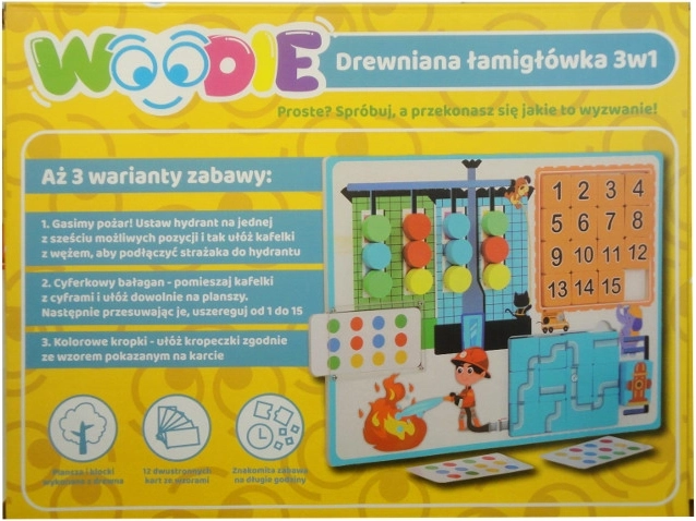 Drewniana logiczna gra 3w1 Woodie