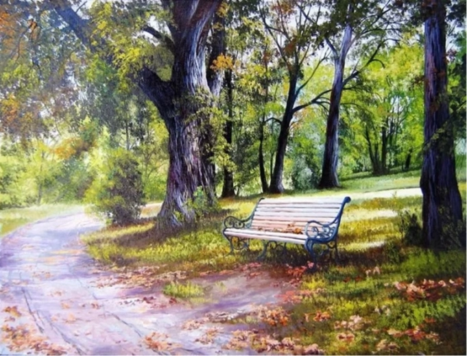 Norimpex Malowanie po numerach Ławka w parku 40 × 50 cm