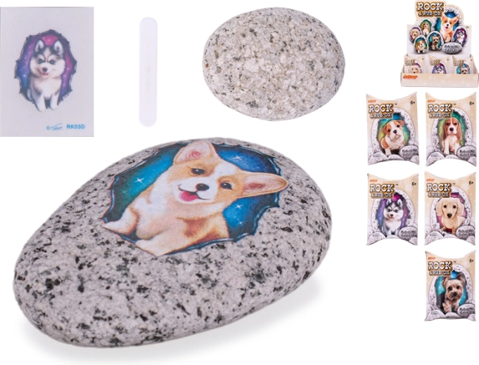 Kamyk z naklejką pieska – kreatywny zestaw dla dzieci
