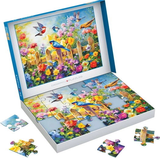 Puzzle Eurographics Connecting Pieces: figlarne ptaki ogrodowe 24 elementy