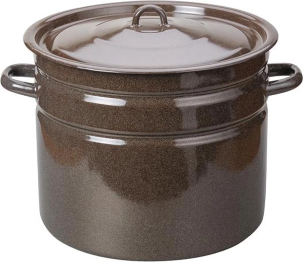 Emaliowany garnek z pokrywką 20 l, brązowy