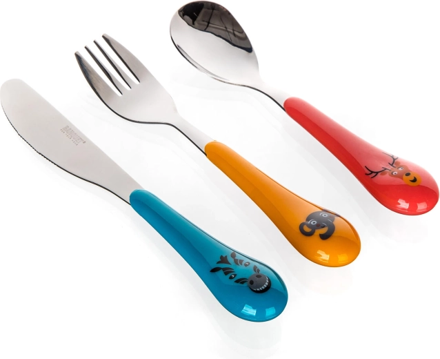 Dziecięcy zestaw sztućców ZOO z plastikową rączką, 3 części
