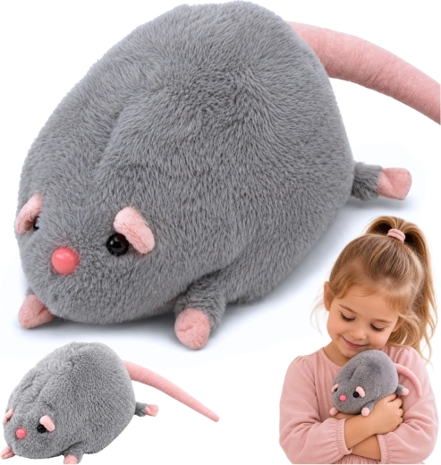 Pluszowa myszka z długim ogonem, szara 40 cm - 1 sztuka