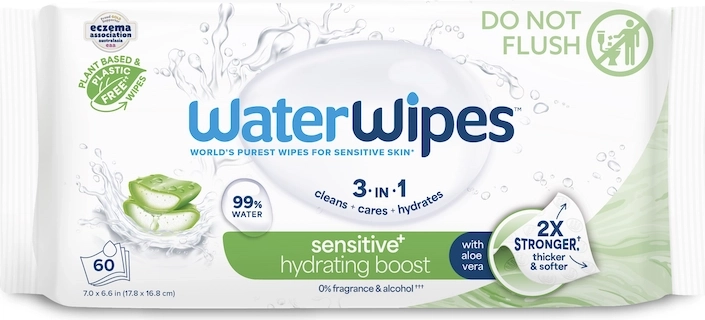 WaterWipes nawilżające chusteczki nawilżane z aloesem 3w1, 60 szt.