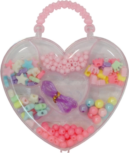 Kolorowe koraliki w pudełku w kształcie serduszka do tworzenia bransoletek
