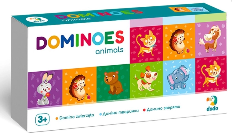 Domino zwierzątka – 28 elementów, gra towarzyska dla dzieci