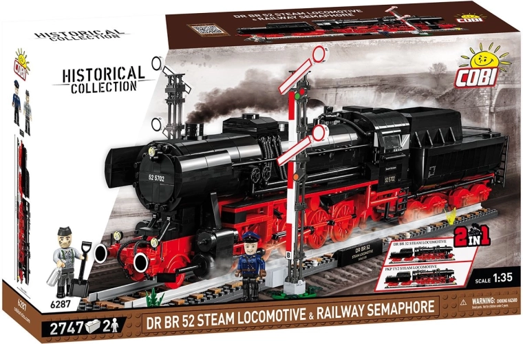 Cobi DR BR 52 lokomotywa parowa i semafor 2w1 1:35