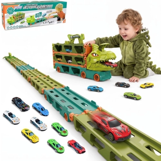 Dinozaurzy samochód ciężarowy Woopie z torem wyścigowym 2,1 m
