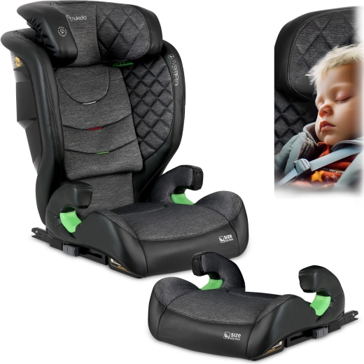 Fotelik samochodowy dla dzieci Nukido Louis 100–150 cm ISOFIX, czarno-szary
