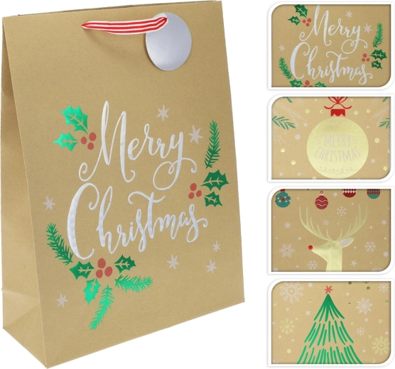 Papierowa torba prezentowa XL świąteczny miks dekorów 40 × 30 × 10 cm